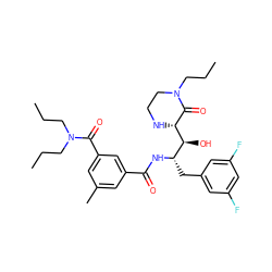 CCCN(CCC)C(=O)c1cc(C)cc(C(=O)N[C@@H](Cc2cc(F)cc(F)c2)[C@H](O)[C@@H]2NCCN(CCC)C2=O)c1 ZINC000044350703