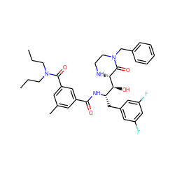 CCCN(CCC)C(=O)c1cc(C)cc(C(=O)N[C@@H](Cc2cc(F)cc(F)c2)[C@H](O)[C@@H]2NCCN(Cc3ccccc3)C2=O)c1 ZINC000024975929