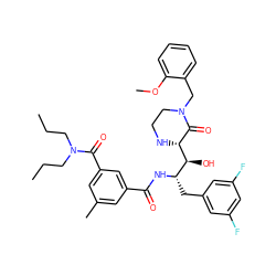 CCCN(CCC)C(=O)c1cc(C)cc(C(=O)N[C@@H](Cc2cc(F)cc(F)c2)[C@H](O)[C@@H]2NCCN(Cc3ccccc3OC)C2=O)c1 ZINC000049832942