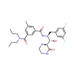 CCCN(CCC)C(=O)c1cc(C)cc(C(=O)N[C@@H](Cc2cc(F)cc(F)c2)[C@H](O)[C@@H]2NCCNC2=O)c1 ZINC000049877854