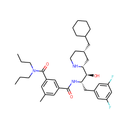 CCCN(CCC)C(=O)c1cc(C)cc(C(=O)N[C@@H](Cc2cc(F)cc(F)c2)[C@H](O)[C@H]2C[C@@H](CC3CCCCC3)CCN2)c1 ZINC000029128882