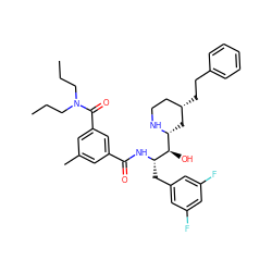 CCCN(CCC)C(=O)c1cc(C)cc(C(=O)N[C@@H](Cc2cc(F)cc(F)c2)[C@H](O)[C@H]2C[C@@H](CCc3ccccc3)CCN2)c1 ZINC000029128926