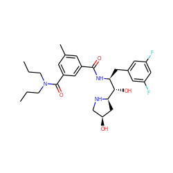 CCCN(CCC)C(=O)c1cc(C)cc(C(=O)N[C@@H](Cc2cc(F)cc(F)c2)[C@H](O)[C@H]2C[C@@H](O)CN2)c1 ZINC000029128513