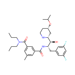 CCCN(CCC)C(=O)c1cc(C)cc(C(=O)N[C@@H](Cc2cc(F)cc(F)c2)[C@H](O)[C@H]2C[C@@H](OC(C)C)CCN2)c1 ZINC000029128830