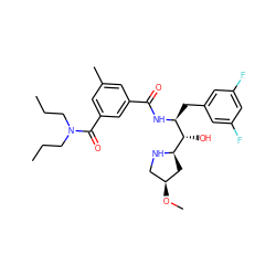 CCCN(CCC)C(=O)c1cc(C)cc(C(=O)N[C@@H](Cc2cc(F)cc(F)c2)[C@H](O)[C@H]2C[C@@H](OC)CN2)c1 ZINC000029128512