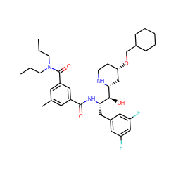 CCCN(CCC)C(=O)c1cc(C)cc(C(=O)N[C@@H](Cc2cc(F)cc(F)c2)[C@H](O)[C@H]2C[C@@H](OCC3CCCCC3)CCN2)c1 ZINC000029128728