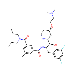 CCCN(CCC)C(=O)c1cc(C)cc(C(=O)N[C@@H](Cc2cc(F)cc(F)c2)[C@H](O)[C@H]2C[C@@H](OCCN(C)C)CCN2)c1 ZINC000029128727