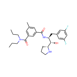 CCCN(CCC)C(=O)c1cc(C)cc(C(=O)N[C@@H](Cc2cc(F)cc(F)c2)[C@H](O)[C@H]2CCCN2)c1 ZINC000029128514