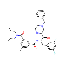 CCCN(CCC)C(=O)c1cc(C)cc(C(=O)N[C@@H](Cc2cc(F)cc(F)c2)[C@H](O)[C@H]2CN(Cc3ccccc3)CCN2)c1 ZINC000049783893