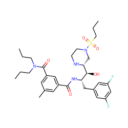 CCCN(CCC)C(=O)c1cc(C)cc(C(=O)N[C@@H](Cc2cc(F)cc(F)c2)[C@H](O)[C@H]2CN(S(=O)(=O)CCC)CCN2)c1 ZINC000049777404