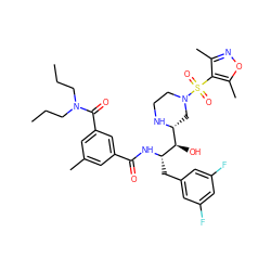 CCCN(CCC)C(=O)c1cc(C)cc(C(=O)N[C@@H](Cc2cc(F)cc(F)c2)[C@H](O)[C@H]2CN(S(=O)(=O)c3c(C)noc3C)CCN2)c1 ZINC000049783891