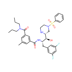 CCCN(CCC)C(=O)c1cc(C)cc(C(=O)N[C@@H](Cc2cc(F)cc(F)c2)[C@H](O)[C@H]2CN(S(=O)(=O)c3ccccc3)CCN2)c1 ZINC000049784328