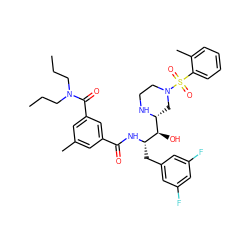 CCCN(CCC)C(=O)c1cc(C)cc(C(=O)N[C@@H](Cc2cc(F)cc(F)c2)[C@H](O)[C@H]2CN(S(=O)(=O)c3ccccc3C)CCN2)c1 ZINC000049783806