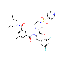 CCCN(CCC)C(=O)c1cc(C)cc(C(=O)N[C@@H](Cc2cc(F)cc(F)c2)[C@H](O)[C@H]2CN(S(=O)(=O)c3ccncc3)CCN2)c1 ZINC000049802646