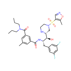 CCCN(CCC)C(=O)c1cc(C)cc(C(=O)N[C@@H](Cc2cc(F)cc(F)c2)[C@H](O)[C@H]2CN(S(=O)(=O)c3cnoc3C)CCN2)c1 ZINC000049783627