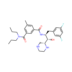 CCCN(CCC)C(=O)c1cc(C)cc(C(=O)N[C@@H](Cc2cc(F)cc(F)c2)[C@H](O)[C@H]2CNCCN2)c1 ZINC000049048517