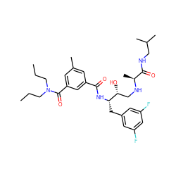 CCCN(CCC)C(=O)c1cc(C)cc(C(=O)N[C@@H](Cc2cc(F)cc(F)c2)[C@H](O)CN[C@@H](C)C(=O)NCC(C)C)c1 ZINC000014959557