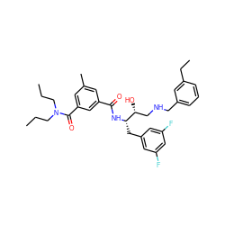 CCCN(CCC)C(=O)c1cc(C)cc(C(=O)N[C@@H](Cc2cc(F)cc(F)c2)[C@H](O)CNCc2cccc(CC)c2)c1 ZINC000028705171