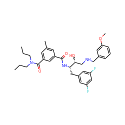 CCCN(CCC)C(=O)c1cc(C)cc(C(=O)N[C@@H](Cc2cc(F)cc(F)c2)[C@H](O)CNCc2cccc(OC)c2)c1 ZINC000003965949