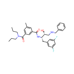 CCCN(CCC)C(=O)c1cc(C)cc(C(=O)N[C@@H](Cc2cc(F)cc(F)c2)[C@H](O)CNCc2ccccc2)c1 ZINC000014959566