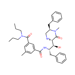 CCCN(CCC)C(=O)c1cc(C)cc(C(=O)N[C@@H](Cc2ccccc2)[C@H](O)[C@@H]2NC[C@@H](Cc3ccccc3)N(C)C2=O)c1 ZINC001772631548