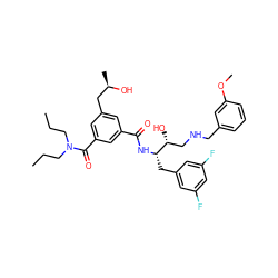 CCCN(CCC)C(=O)c1cc(C[C@@H](C)O)cc(C(=O)N[C@@H](Cc2cc(F)cc(F)c2)[C@H](O)CNCc2cccc(OC)c2)c1 ZINC000042921722