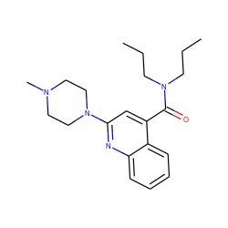 CCCN(CCC)C(=O)c1cc(N2CCN(C)CC2)nc2ccccc12 ZINC000013644327