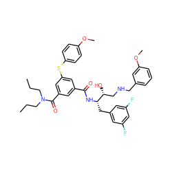 CCCN(CCC)C(=O)c1cc(Sc2ccc(OC)cc2)cc(C(=O)N[C@@H](Cc2cc(F)cc(F)c2)[C@H](O)CNCc2cccc(OC)c2)c1 ZINC000049650231