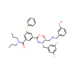 CCCN(CCC)C(=O)c1cc(Sc2ccccc2)cc(C(=O)N[C@@H](Cc2cc(F)cc(F)c2)[C@H](O)CNCc2cccc(OC)c2)c1 ZINC000049650187