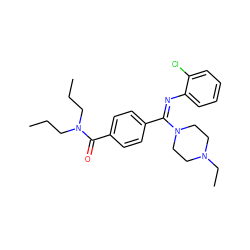 CCCN(CCC)C(=O)c1ccc(/C(=N/c2ccccc2Cl)N2CCN(CC)CC2)cc1 ZINC000029465425