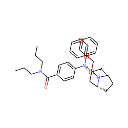 CCCN(CCC)C(=O)c1ccc(N(c2ccccc2)[C@@H]2C[C@@H]3CC[C@H](C2)N3CCc2ccccc2)cc1 ZINC000100855498