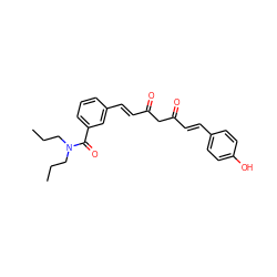 CCCN(CCC)C(=O)c1cccc(/C=C/C(=O)CC(=O)/C=C/c2ccc(O)cc2)c1 ZINC000139432788