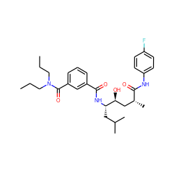 CCCN(CCC)C(=O)c1cccc(C(=O)N[C@@H](CC(C)C)[C@@H](O)C[C@@H](C)C(=O)Nc2ccc(F)cc2)c1 ZINC000010339594