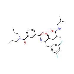 CCCN(CCC)C(=O)c1cccc(C(=O)N[C@@H](Cc2cc(F)cc(F)c2)[C@@H](O)C[C@@H](C)C(=O)NCC(C)C)c1 ZINC000014959542