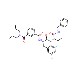 CCCN(CCC)C(=O)c1cccc(C(=O)N[C@@H](Cc2cc(F)cc(F)c2)[C@@H](O)C[C@@H](CC)C(=O)NCc2ccccc2)c1 ZINC000014962140