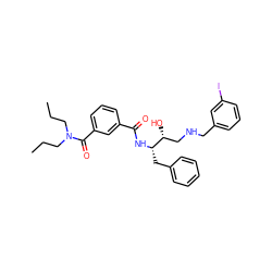 CCCN(CCC)C(=O)c1cccc(C(=O)N[C@@H](Cc2ccccc2)[C@H](O)CNCc2cccc(I)c2)c1 ZINC000028968534