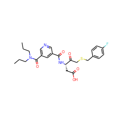 CCCN(CCC)C(=O)c1cncc(C(=O)N[C@@H](CC(=O)O)C(=O)CSCc2ccc(F)cc2)c1 ZINC000013533729