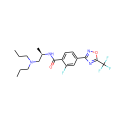 CCCN(CCC)C[C@@H](C)NC(=O)c1ccc(-c2noc(C(F)(F)F)n2)cc1F ZINC000142926423