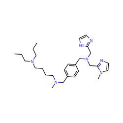 CCCN(CCC)CCCCN(C)Cc1ccc(CN(Cc2ncc[nH]2)Cc2nccn2C)cc1 ZINC000064516270