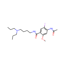 CCCN(CCC)CCCCNC(=O)c1cc(I)c(NC(C)=O)cc1OC ZINC000028702520