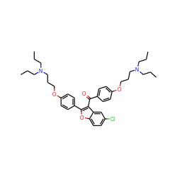 CCCN(CCC)CCCOc1ccc(C(=O)c2c(-c3ccc(OCCCN(CCC)CCC)cc3)oc3ccc(Cl)cc23)cc1 ZINC000049777852