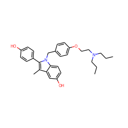 CCCN(CCC)CCOc1ccc(Cn2c(-c3ccc(O)cc3)c(C)c3cc(O)ccc32)cc1 ZINC000033972626