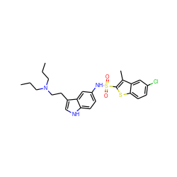 CCCN(CCC)CCc1c[nH]c2ccc(NS(=O)(=O)c3sc4ccc(Cl)cc4c3C)cc12 ZINC000013611743