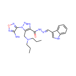 CCCN(CCC)Cc1c(C(=O)N/N=C/c2c[nH]c3ccccc23)nnn1-c1nonc1N ZINC000003633116