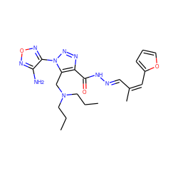 CCCN(CCC)Cc1c(C(=O)NN=C/C(C)=C\c2ccco2)nnn1-c1nonc1N ZINC000015935228