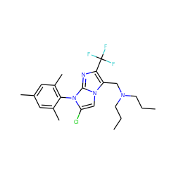 CCCN(CCC)Cc1c(C(F)(F)F)nc2n(-c3c(C)cc(C)cc3C)c(Cl)cn12 ZINC000049034589