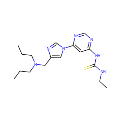 CCCN(CCC)Cc1cn(-c2cc(NC(=S)NCC)ncn2)cn1 ZINC001772606971