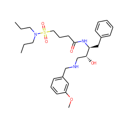 CCCN(CCC)S(=O)(=O)CCCC(=O)N[C@@H](Cc1ccccc1)[C@H](O)CNCc1cccc(OC)c1 ZINC000028968617