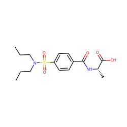 CCCN(CCC)S(=O)(=O)c1ccc(C(=O)N[C@@H](C)C(=O)O)cc1 ZINC000262721864