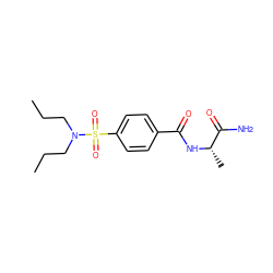 CCCN(CCC)S(=O)(=O)c1ccc(C(=O)N[C@@H](C)C(N)=O)cc1 ZINC000264198206